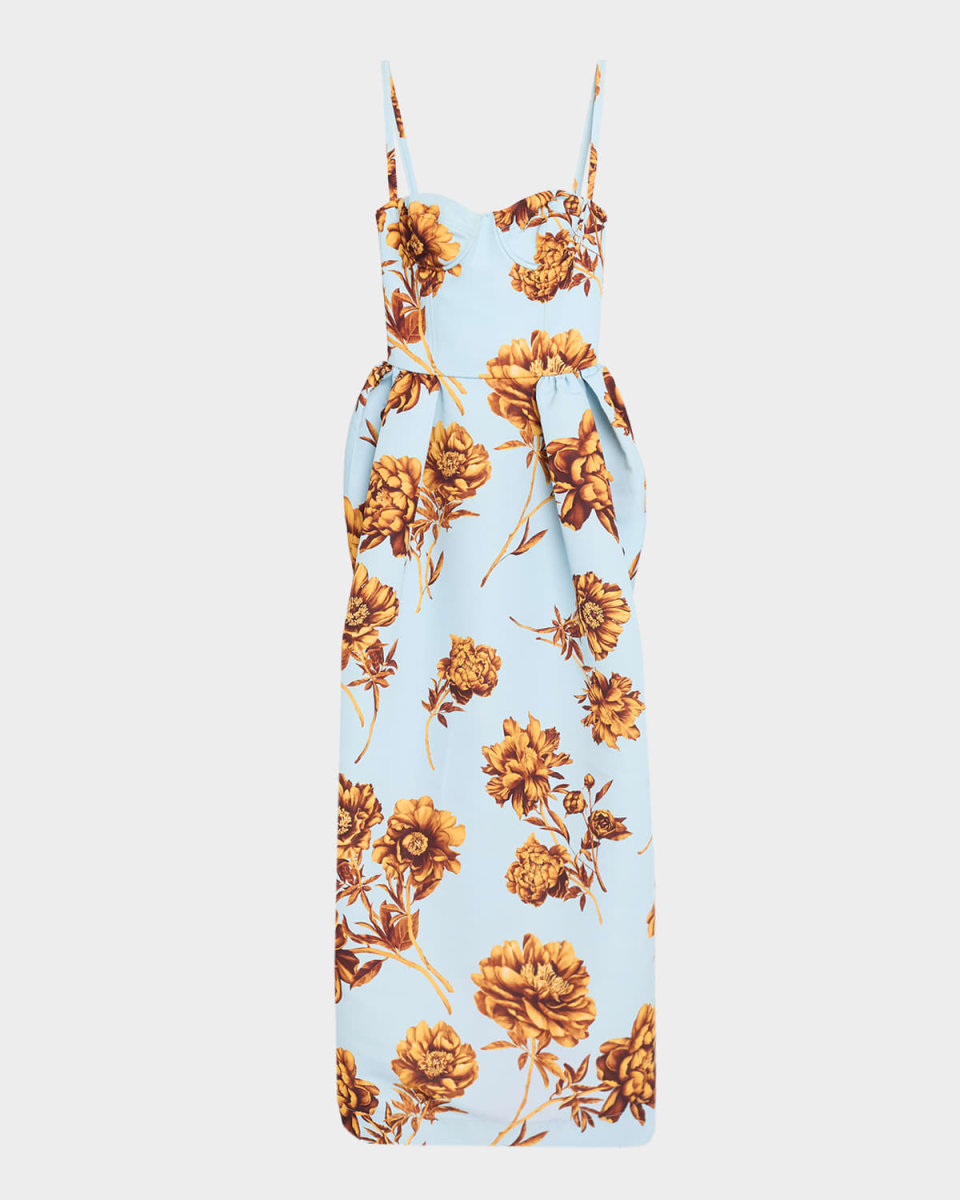 Peony Print Faille Gown